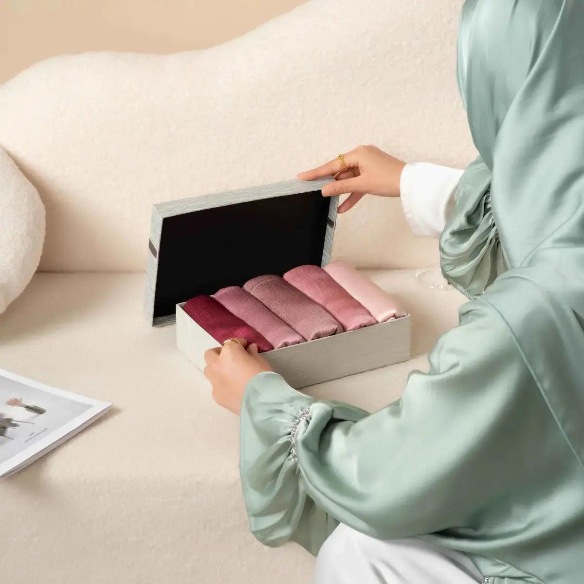 MH046 Crepe Satin Hijab Gift Set Box Mariam's Collection