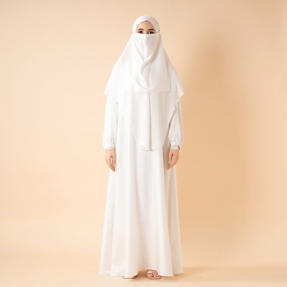 Abaya With Niqab and Khimar | Satin Niqab Khimar and Abaya(MK024) - Mariam's Collection