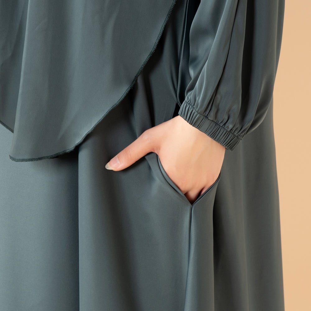 Abaya With Niqab and Khimar | Satin Niqab Khimar and Abaya(MK024) - Mariam's Collection