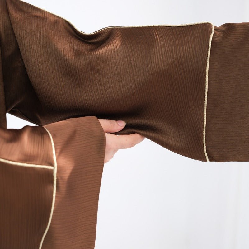 Acetate Crinkle Solid Color Round Neck Abaya Set(MA307) - Mariam's Collection