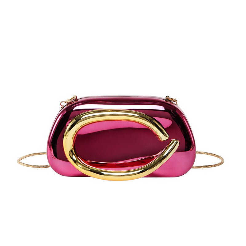 Acrylic Evening Clutch | Metallic Handle Party Bag with Chain Strap(MAC354) - Mariam's Collection