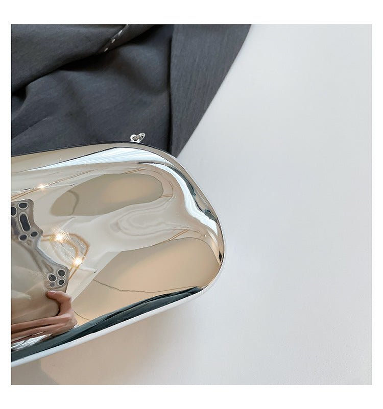 Acrylic Evening Clutch | Metallic Handle Party Bag with Chain Strap(MAC354) - Mariam's Collection