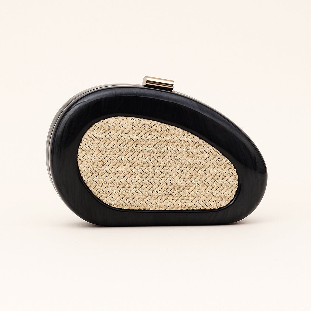 Acrylic Shell Clutch with Woven Inset(MAC372) - Mariam's Collection