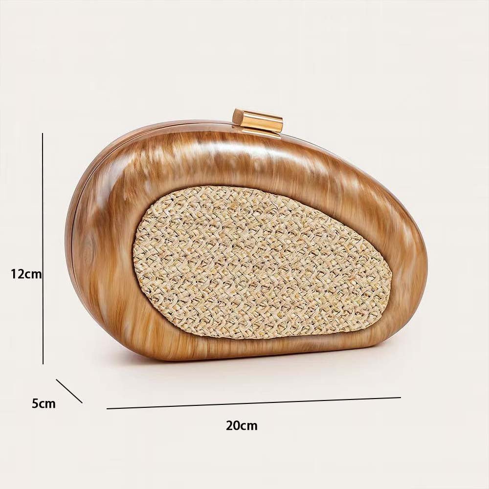 Acrylic Shell Clutch with Woven Inset(MAC372) - Mariam's Collection