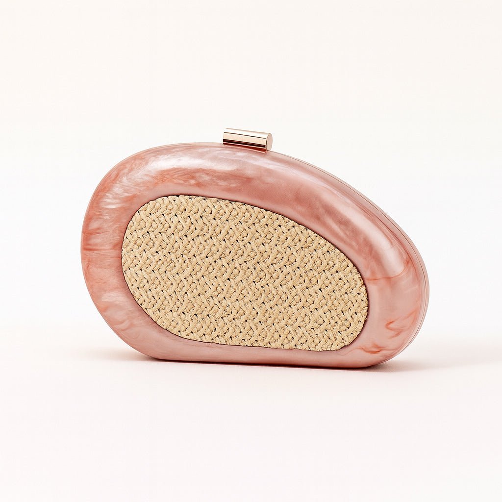 Acrylic Shell Clutch with Woven Inset(MAC372) - Mariam's Collection