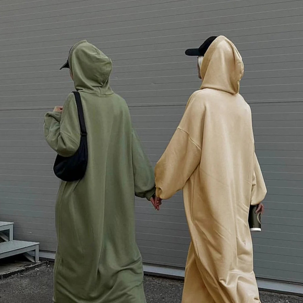 Hooded Sweatshirt Abaya | Hoodie Abaya With Pockets (MA125)
