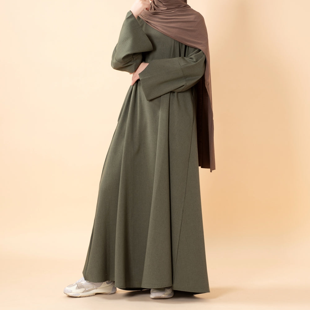 Premium Linen Effect Pullover Abaya with Pockets (MA341)