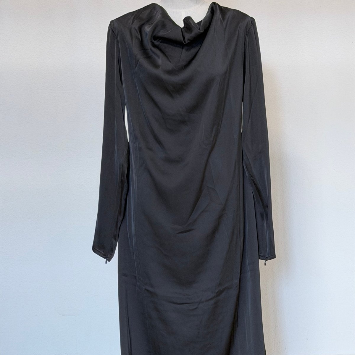 Archive Piece Black Satin Cowl Neck Maxi Dress - MP063 (Size L Only) - Mariam's Collection