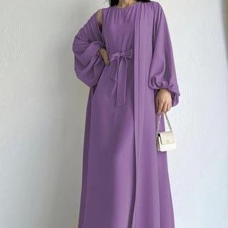 Archive Piece Loose Lantern Sleeve Abaya 3-Piece Set - MP055 (Size S Only) - Mariam's Collection