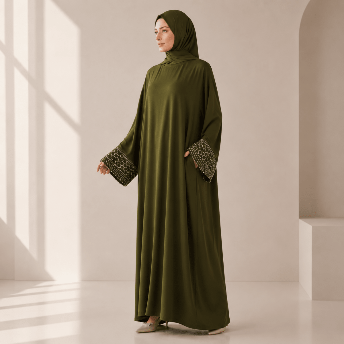 Archive Piece Portable Pocket Headscarf Dress Abaya - MP042 (Size Free Size Only) - Mariam's Collection