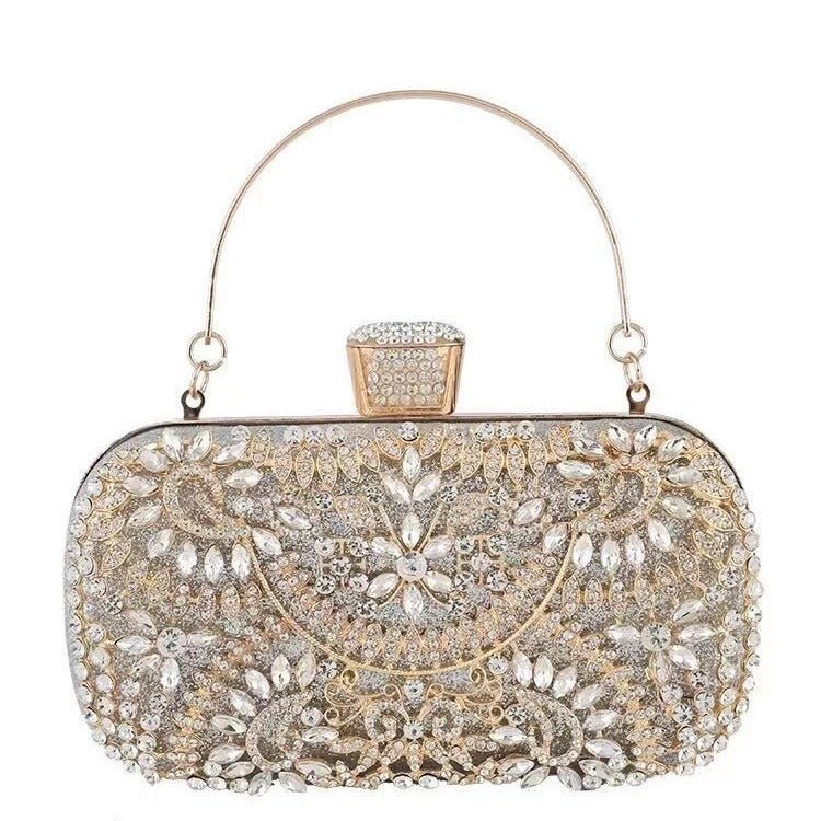 Artisan Crystal - Flower Evening Clutch Luxury Glitter Handbag for Couture & Galas (MAC274) - Mariam's Collection