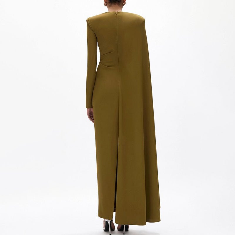 Asymmetric Cape Gown with Back Slit(MS216) - Mariam's Collection