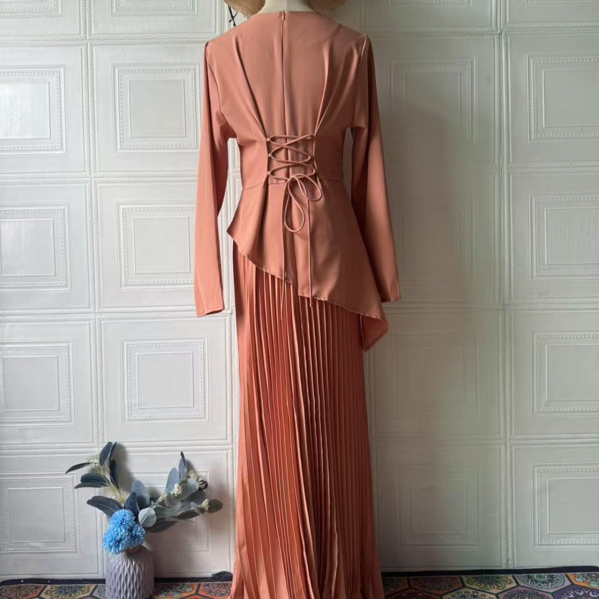 Asymmetric Peplum Dress(MS319) - Mariam's Collection