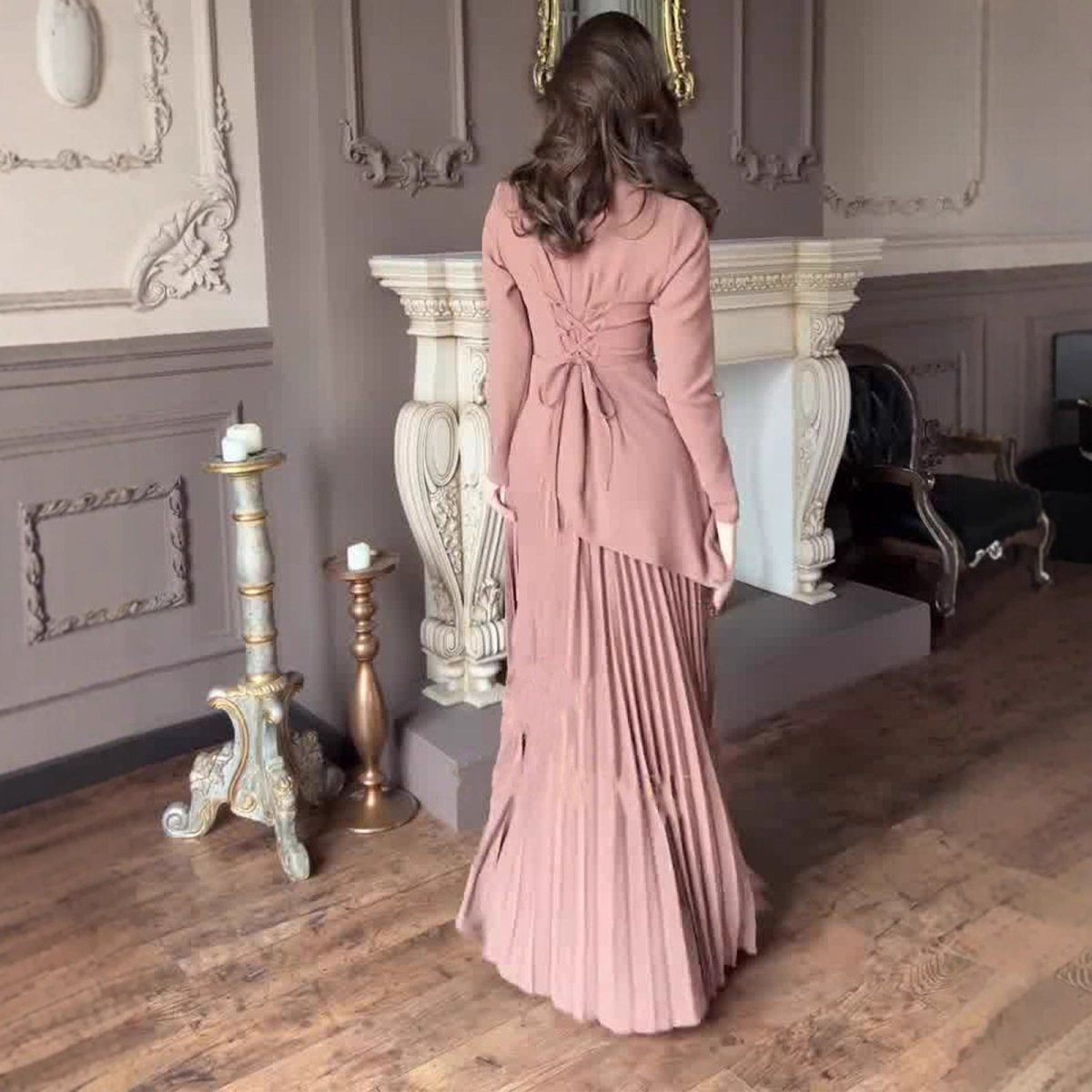 Asymmetric Peplum Dress(MS319) - Mariam's Collection