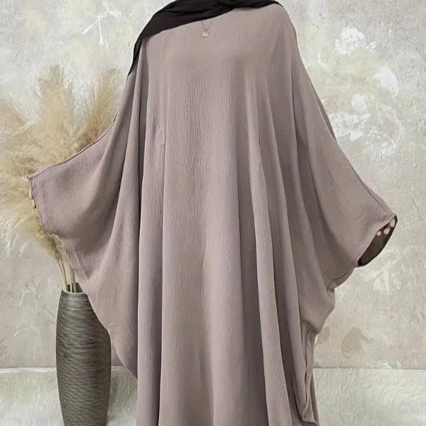 Modest Batwing Sleeve Loose Solid Color Maxi Abaya(MA172)