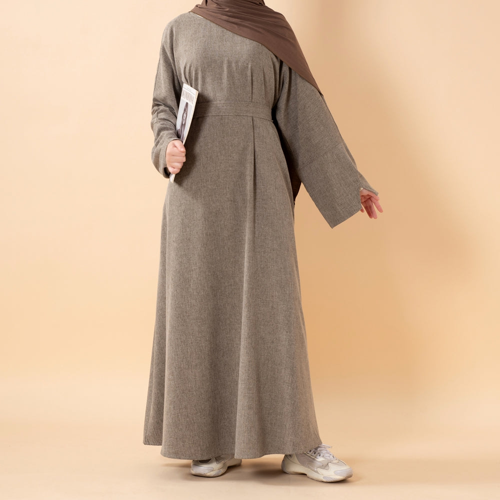 Premium Linen Effect Pullover Abaya with Pockets (MA341)