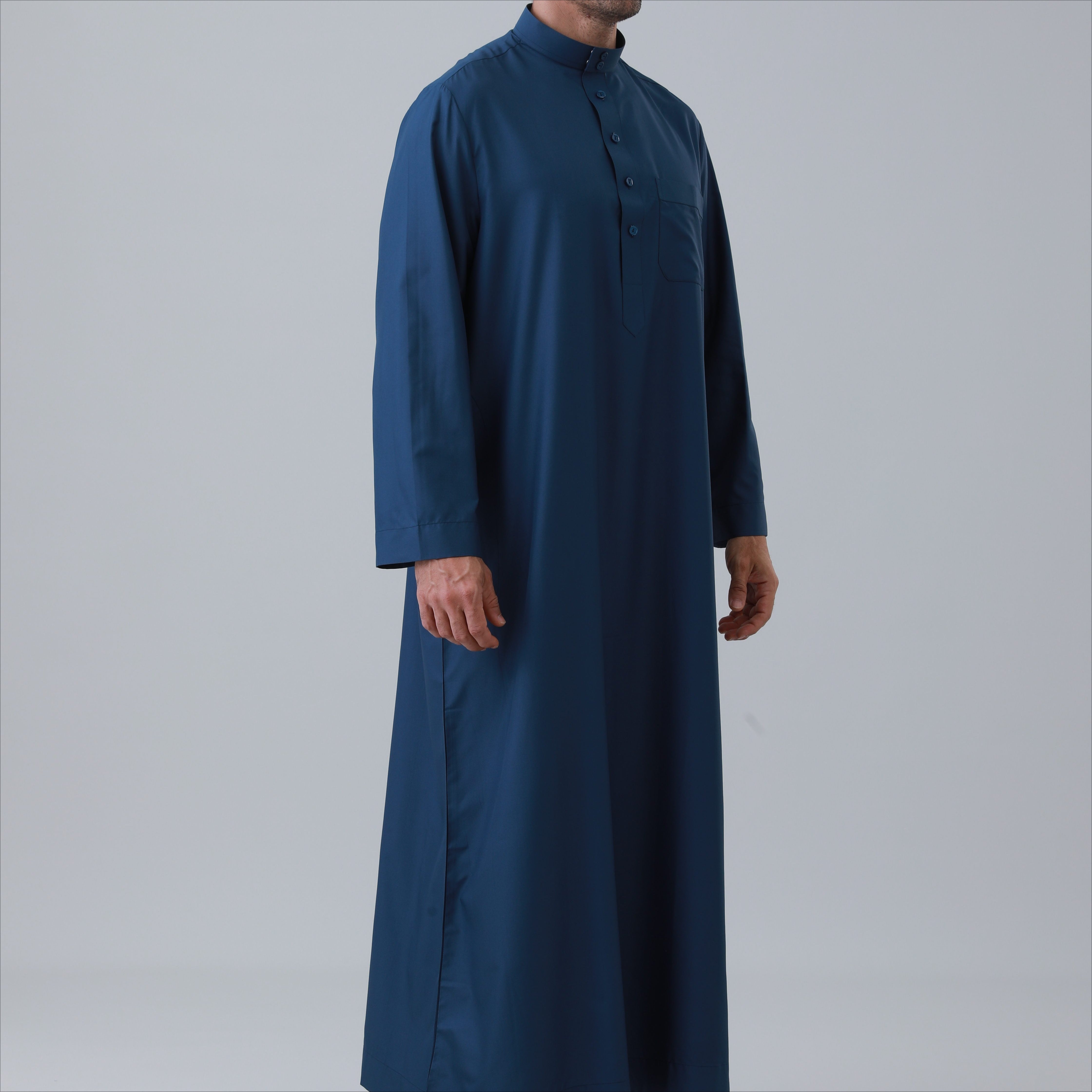 Men's Solid Color Thobe with Button Placket(MT036)