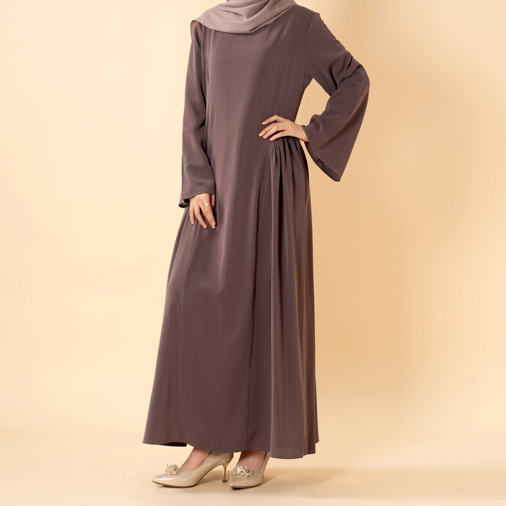 Nida Flared Maxi Dress with Pleated A-Line Skirt & Wide Bell Sleeves(MS435)