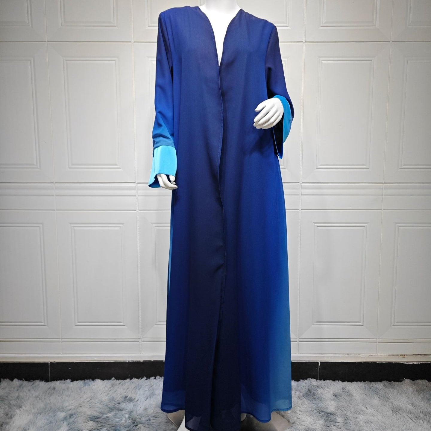 Two-Tone Colour-Block Open Abaya with Matching Hijab(MOA347)