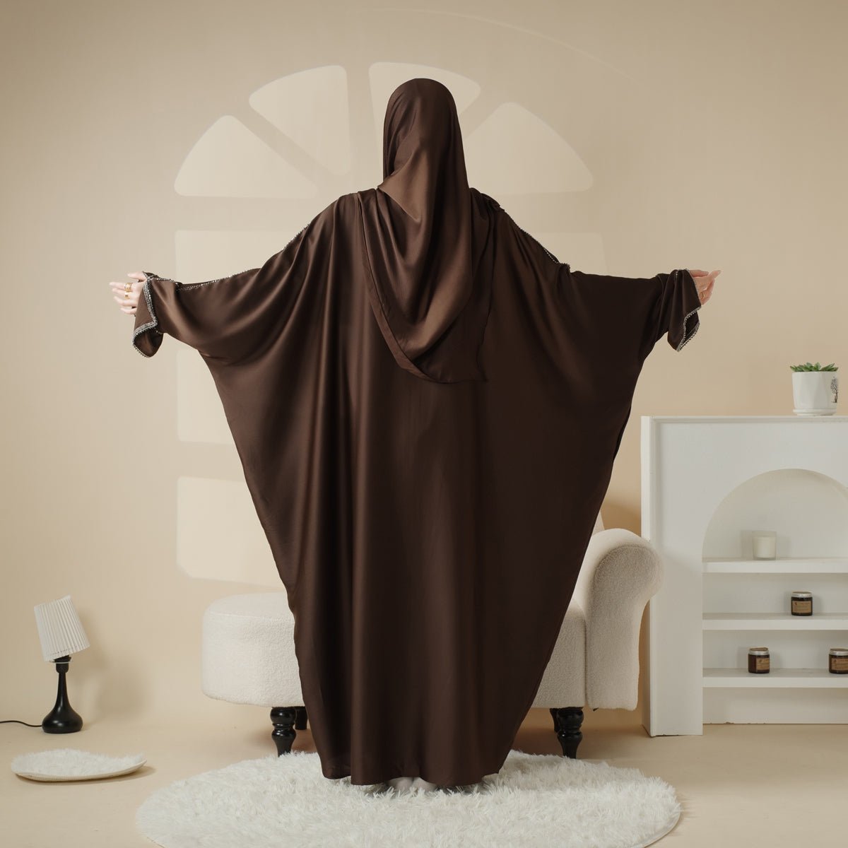 Batwing Abaya With Matching Hijab | Batwing Sleeve Abaya (MA041) - Mariam's Collection