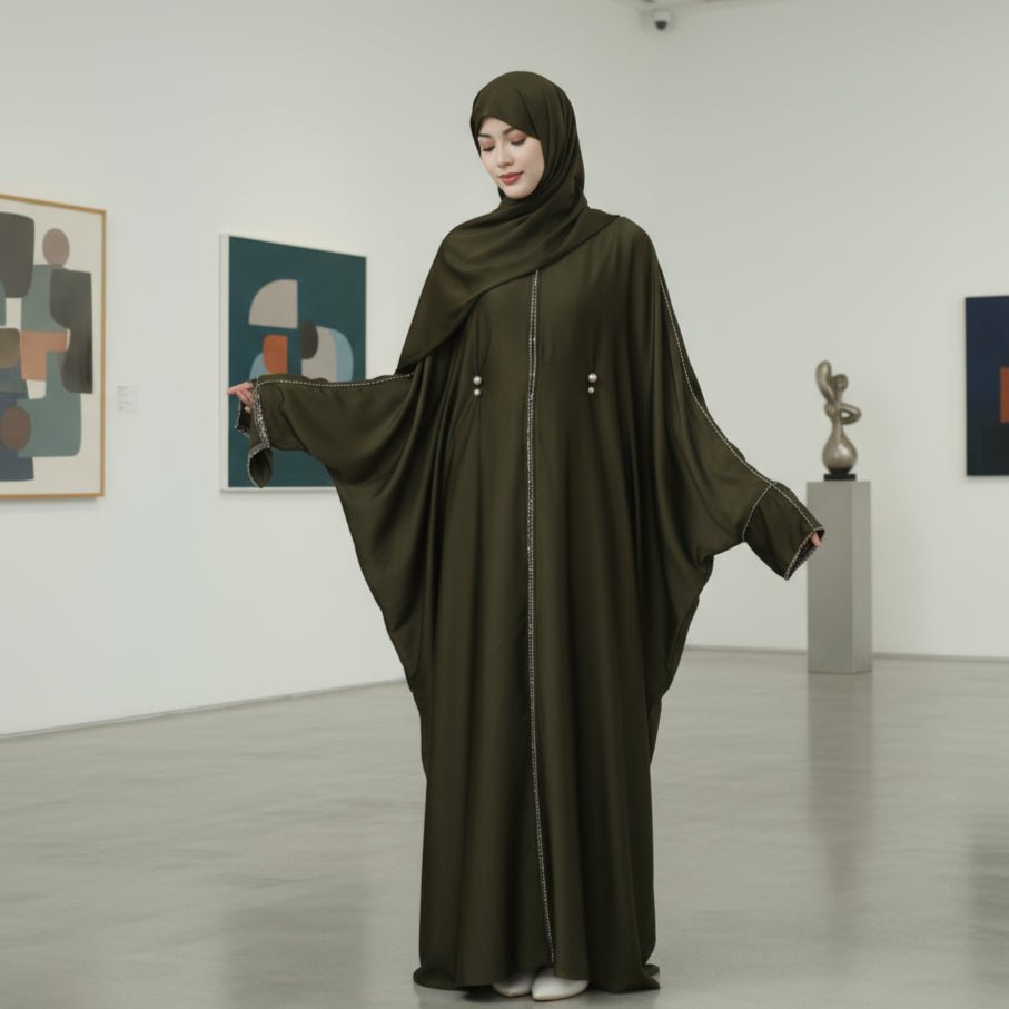 Batwing Abaya With Matching Hijab | Batwing Sleeve Abaya (MA041) - Mariam's Collection