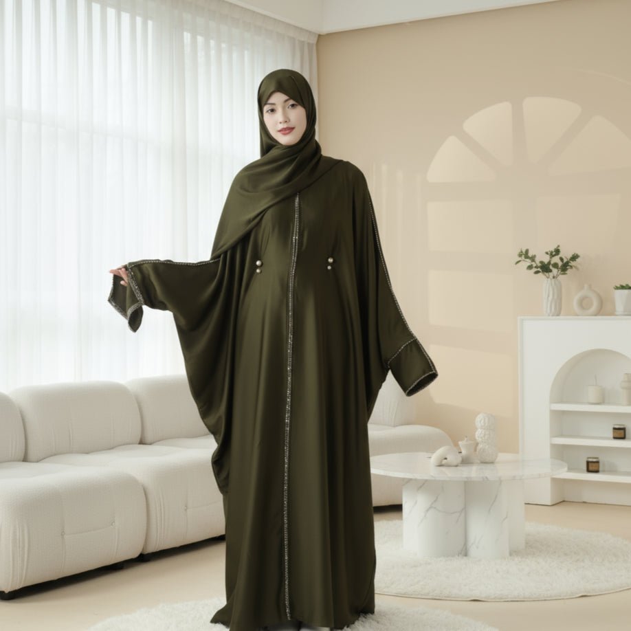 Batwing Abaya With Matching Hijab | Batwing Sleeve Abaya (MA041) - Mariam's Collection