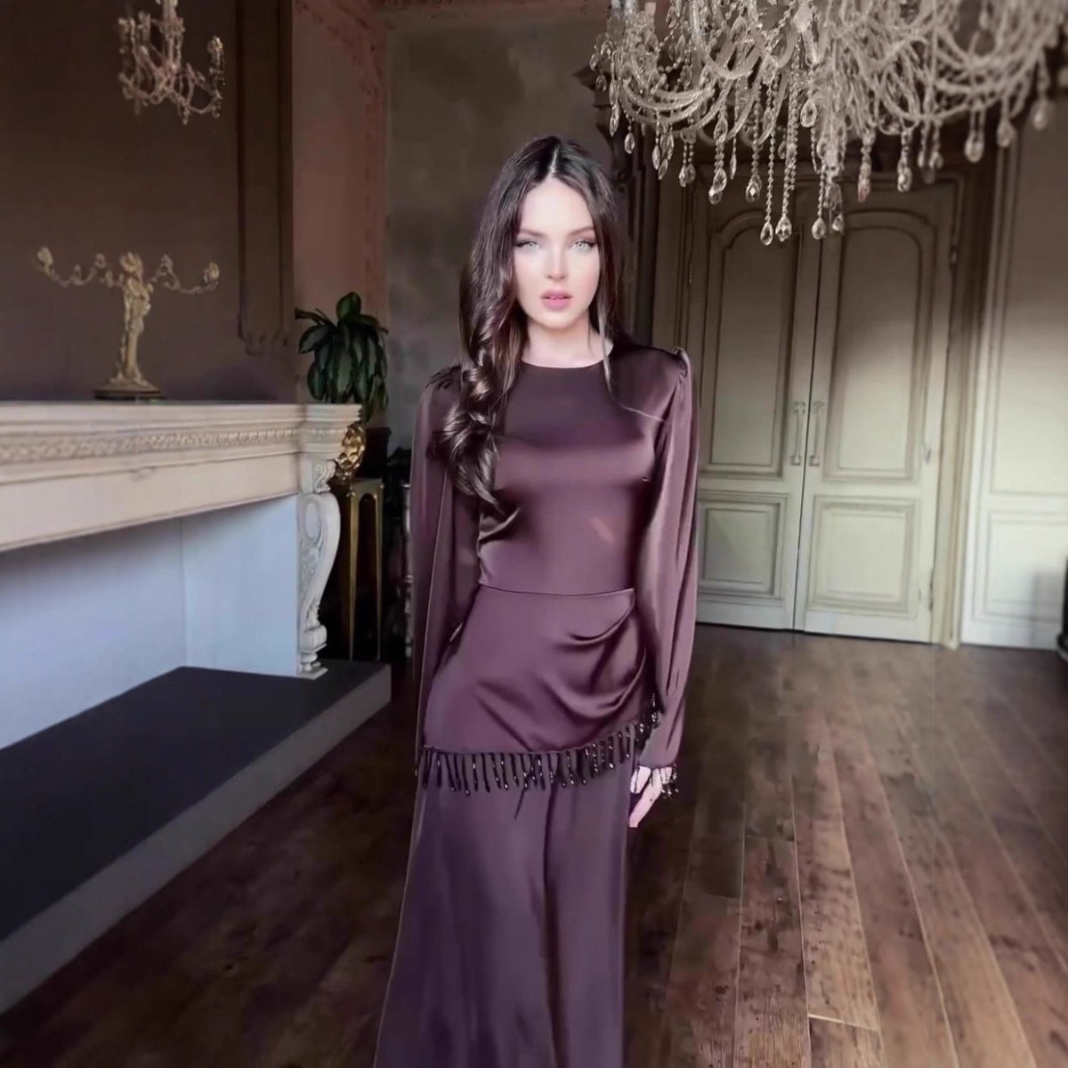 Beaded Fringe Cuff Maxi Dress(MS480) - Mariam's Collection