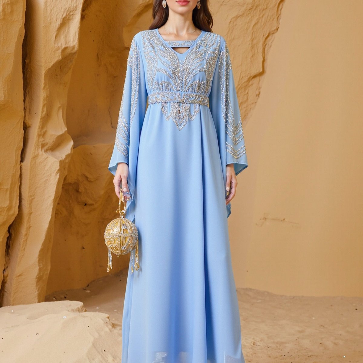 Beaded Kaftan Abaya(MA372) - Mariam's Collection