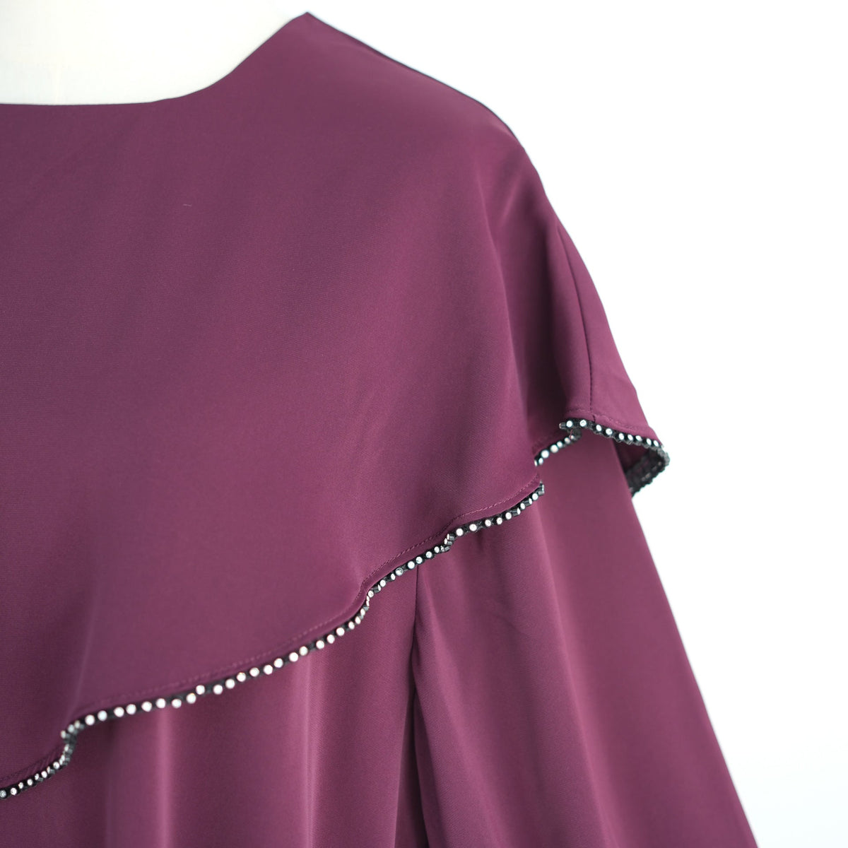 Beaded Ruffle Balloon-Sleeve Abaya(MA473) - Mariam's Collection