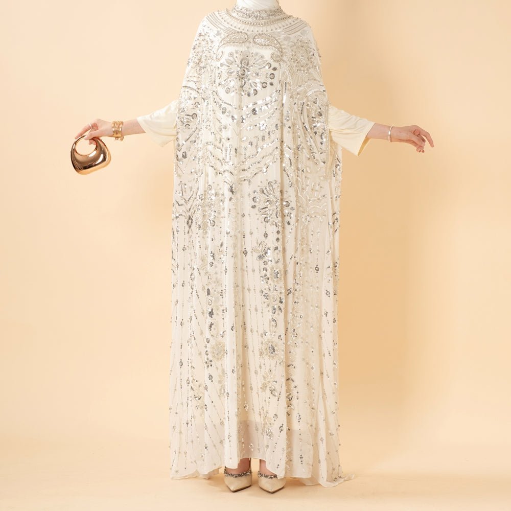 Beaded Sequin Embroidered Batwing Abaya(MA451) - Mariam's Collection