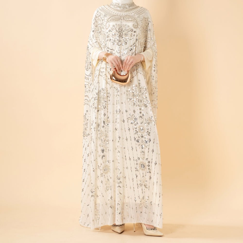 Beaded Sequin Embroidered Batwing Abaya(MA451) - Mariam's Collection