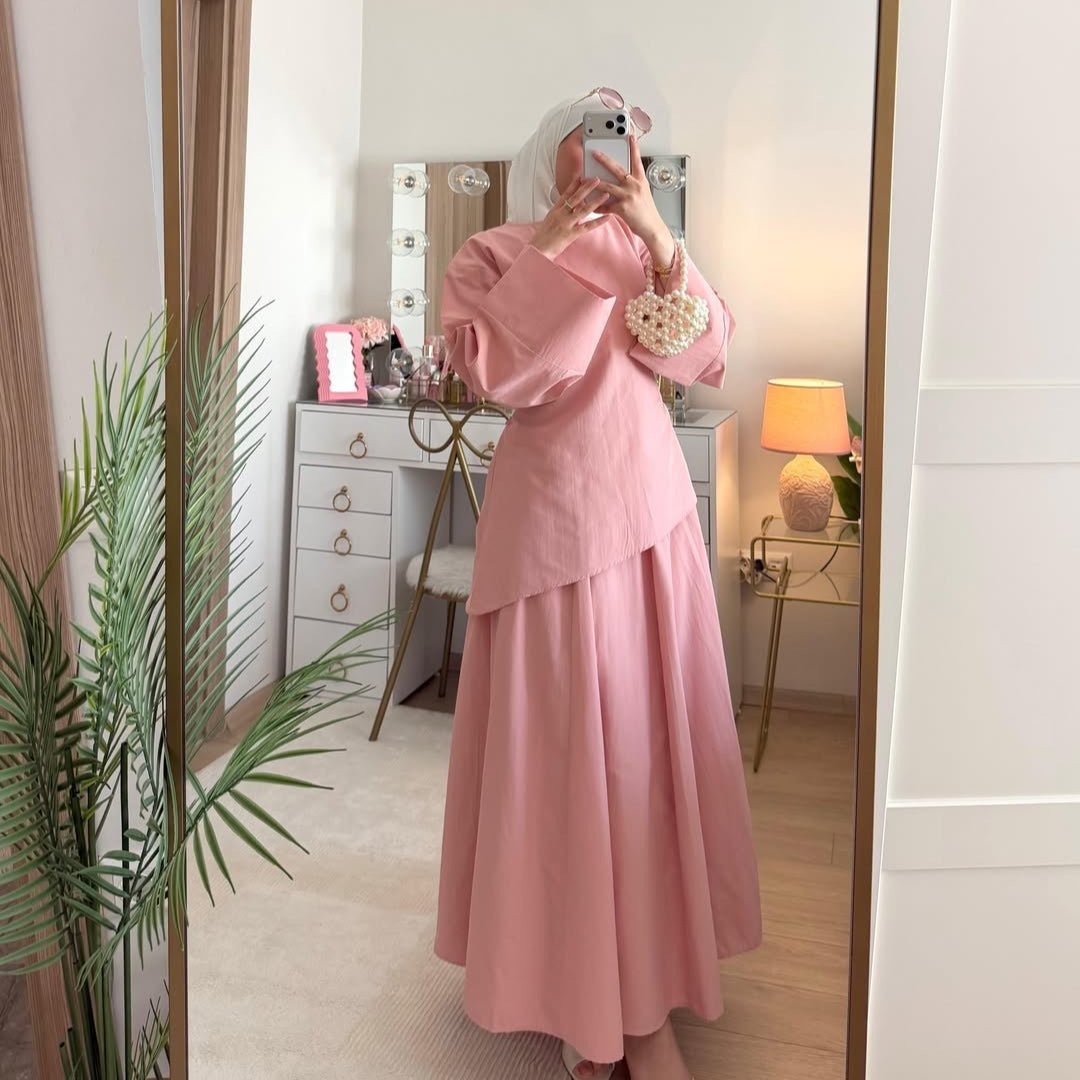 Bell Sleeve Back-Tie Top & A-Line Maxi Skirt Set(MS469) - Mariam's Collection