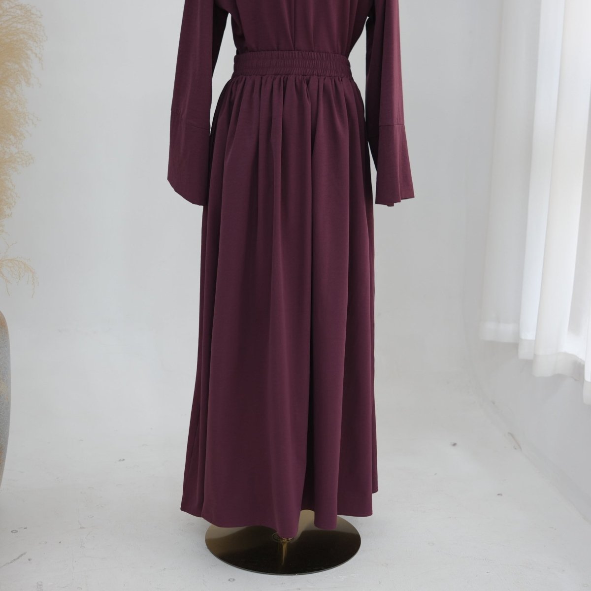 Bell Sleeve Back-Tie Top & A-Line Maxi Skirt Set(MS469) - Mariam's Collection