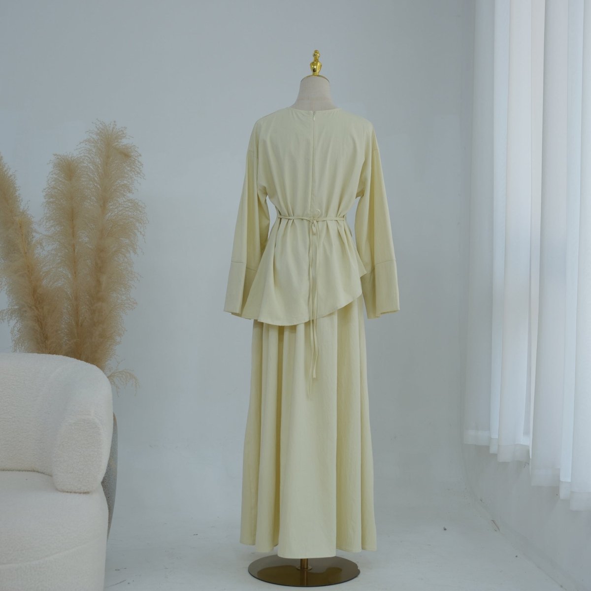 Bell Sleeve Back-Tie Top & A-Line Maxi Skirt Set(MS469) - Mariam's Collection