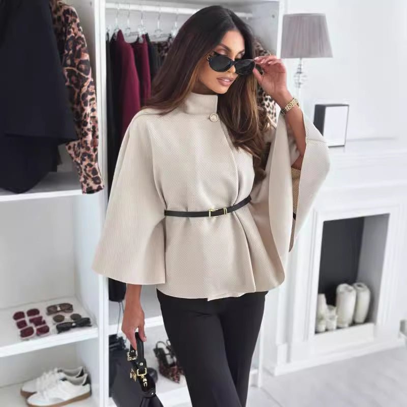 Belted Wool Cape Top(MS239) - Mariam's Collection