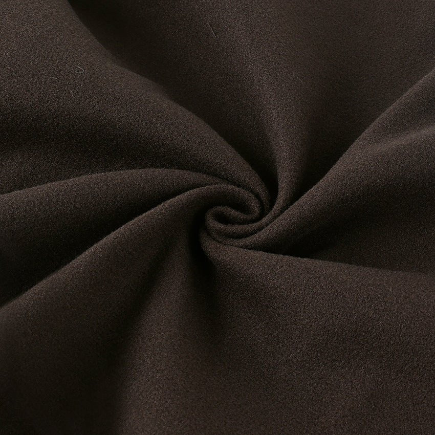 Belted Wool Coat with Shell Brooch(MS255) - Mariam's Collection