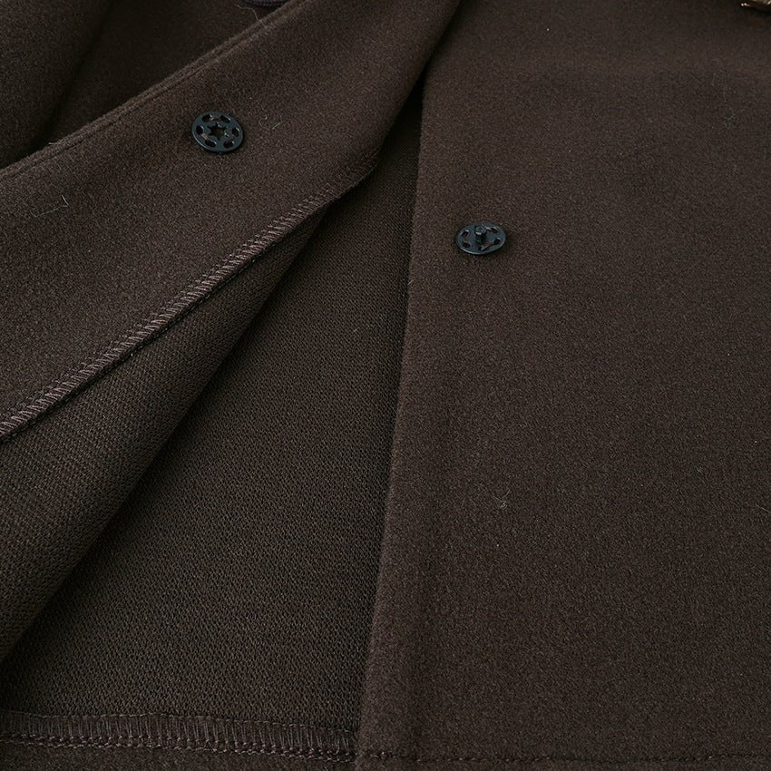 Belted Wool Coat with Shell Brooch(MS255) - Mariam's Collection