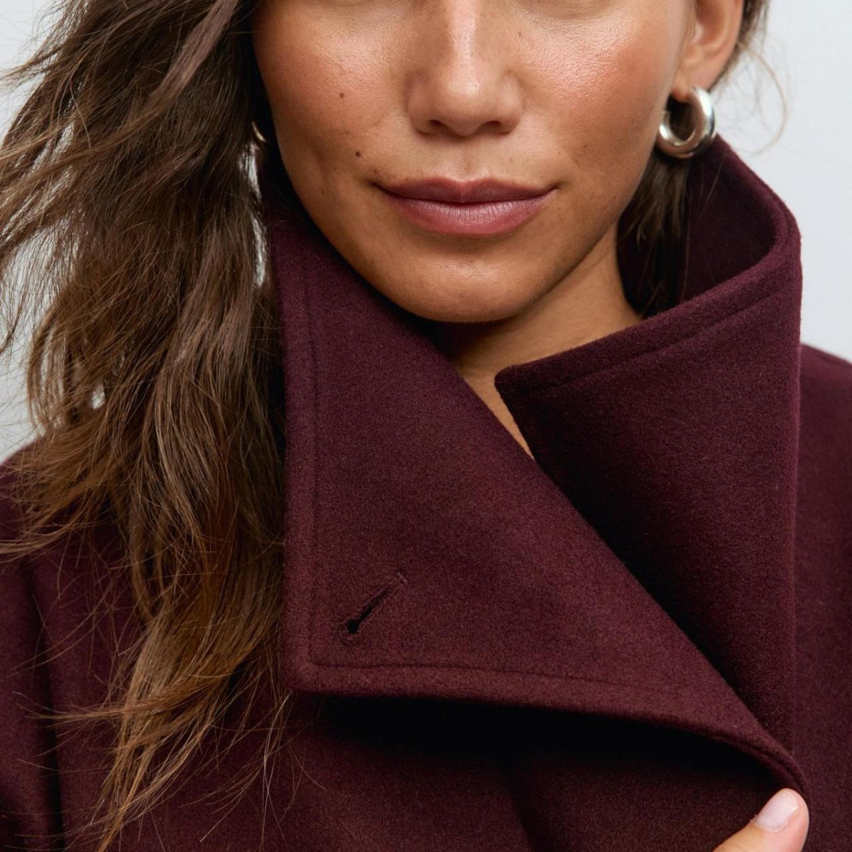 Belted Wrap Coat with Wide Collar | Double - Faced Wool Blend Jacket(MS254) - Mariam's Collection