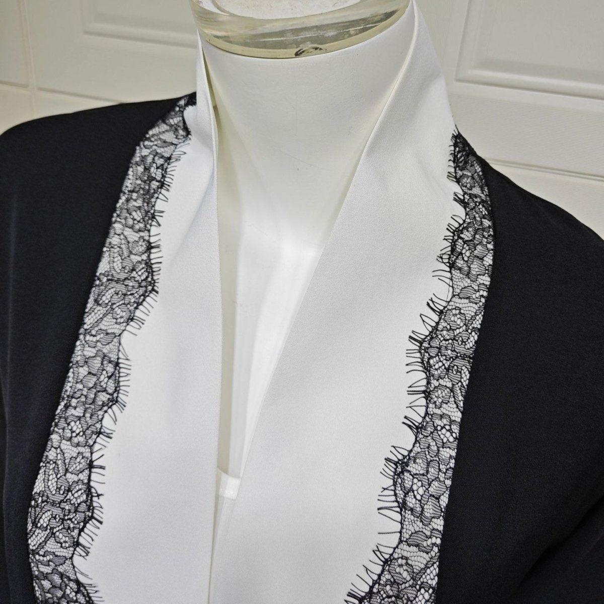 Back view of black crepe open abaya silhouette