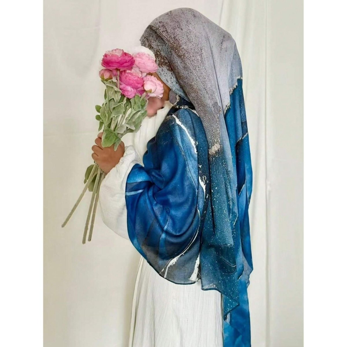 Bohemian Watercolor Marble Hijab | Muslim Women's Artistic VELA Modal Headscarf in Ombre(MH124) - Mariam's Collection