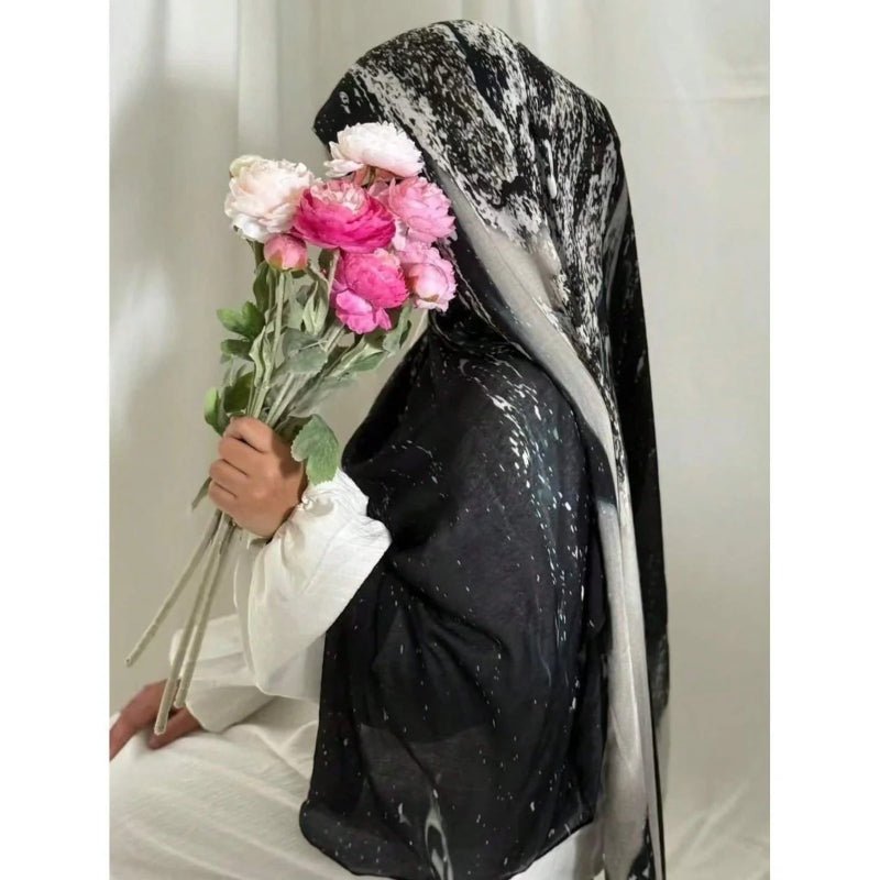 Bohemian Watercolor Marble Hijab | Muslim Women's Artistic VELA Modal Headscarf in Ombre(MH124) - Mariam's Collection