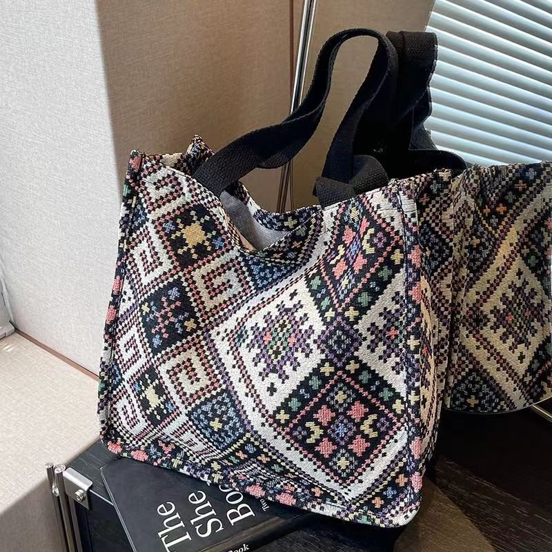 Boho Chic Canvas Tote - Spacious Convertible Bag for Campus & Commute (MAC261) - Mariam's Collection