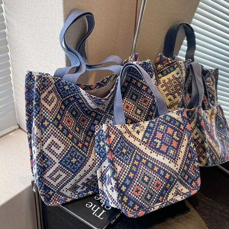 Boho Chic Canvas Tote - Spacious Convertible Bag for Campus & Commute (MAC261) - Mariam's Collection