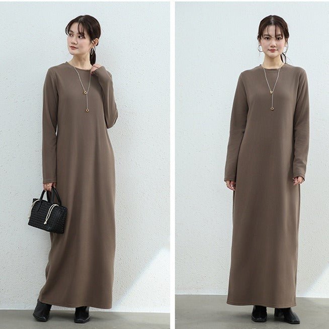 Brushed Fleece Maxi Sweatshirt Dress | Oversized Pullover Loungewear Dress(MA339) - Mariam's Collection