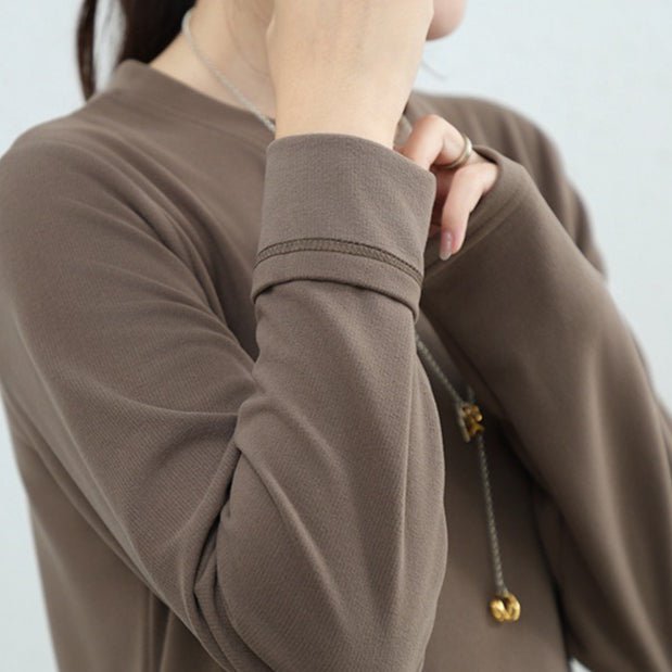 Brushed Fleece Maxi Sweatshirt Dress | Oversized Pullover Loungewear Dress(MA339) - Mariam's Collection