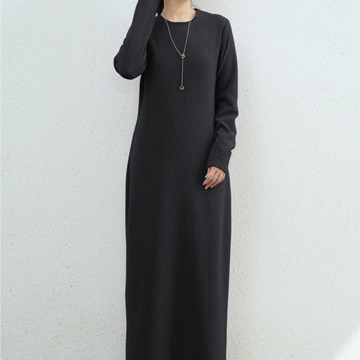 Brushed Fleece Maxi Sweatshirt Dress | Oversized Pullover Loungewear Dress(MA339) - Mariam's Collection