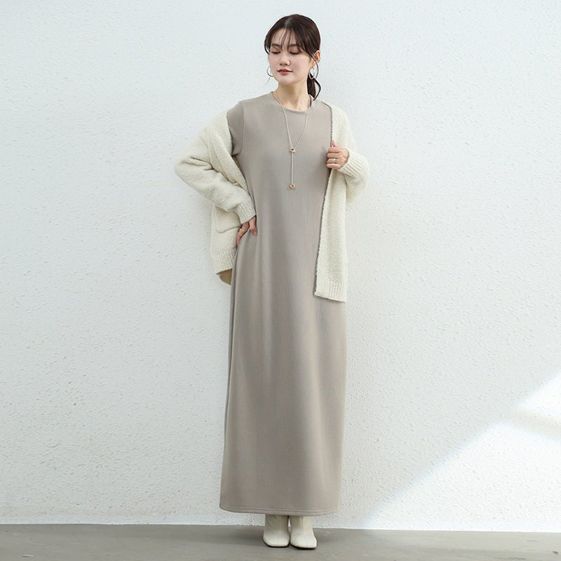 Brushed Fleece Maxi Sweatshirt Dress | Oversized Pullover Loungewear Dress(MA339) - Mariam's Collection