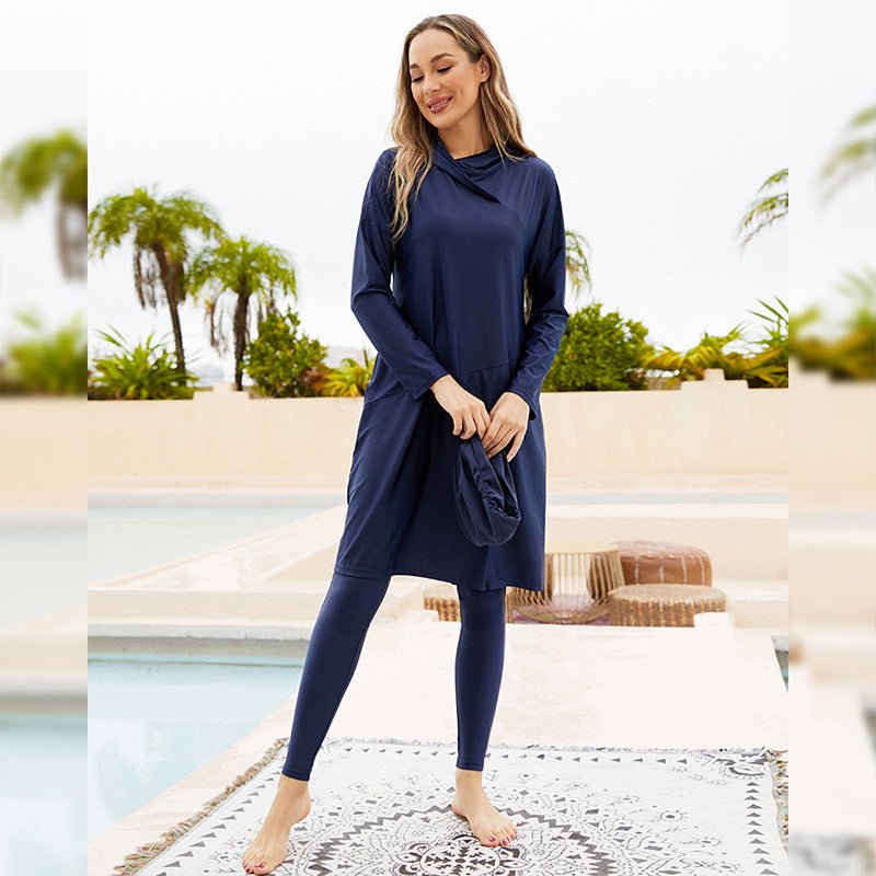 Modest Swimwear Burkini YEESAM Girls Solid Color Plus Size Full Coverage Swimsuit Islamic Modest Bathing Suits Burkini Muslim Swimsuits For Women