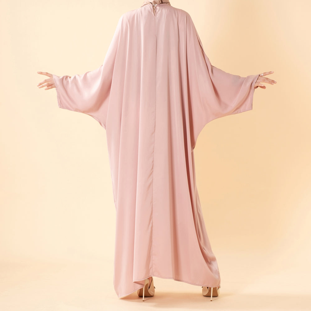 Luxury 3D Ribbon Embroidered Batwing Abaya with Adjustable Waist Tie (MA431)