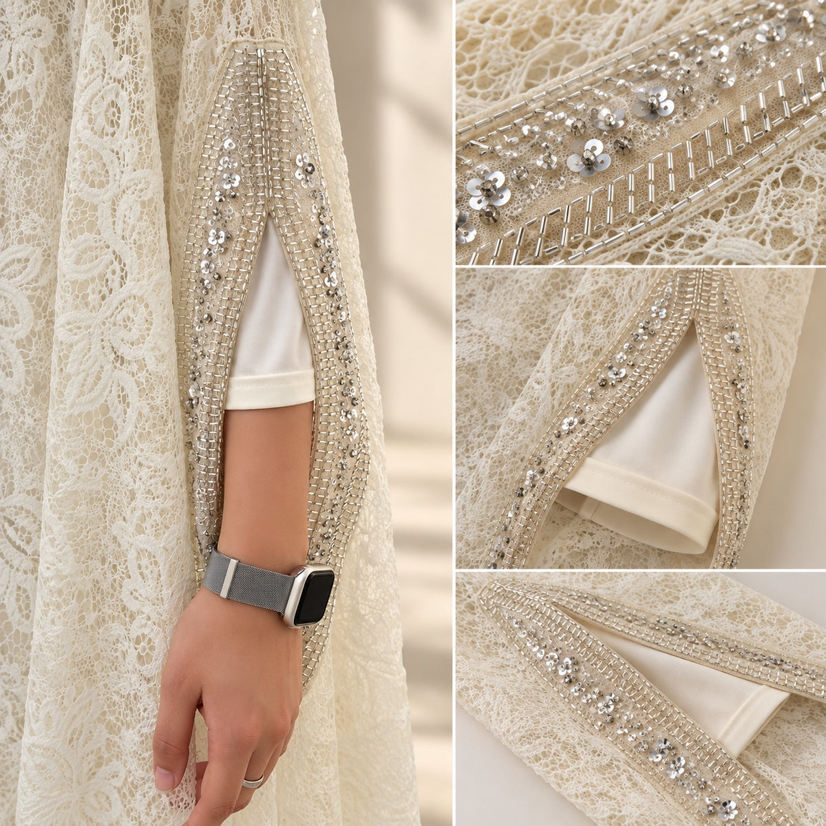 Crochet Lace Overlay Top Set(MA470)